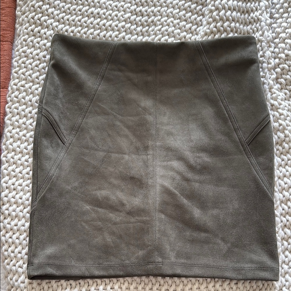Olive Green Faux Suede Women's Skirt